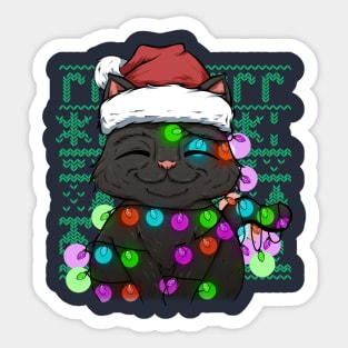 black cat at christmas Sticker